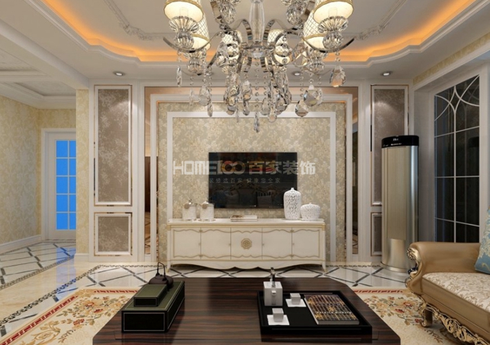 三居 欧式 格林玫瑰湾 客厅图片来自百家设计小刘在格林玫瑰湾143平欧式风格的分享