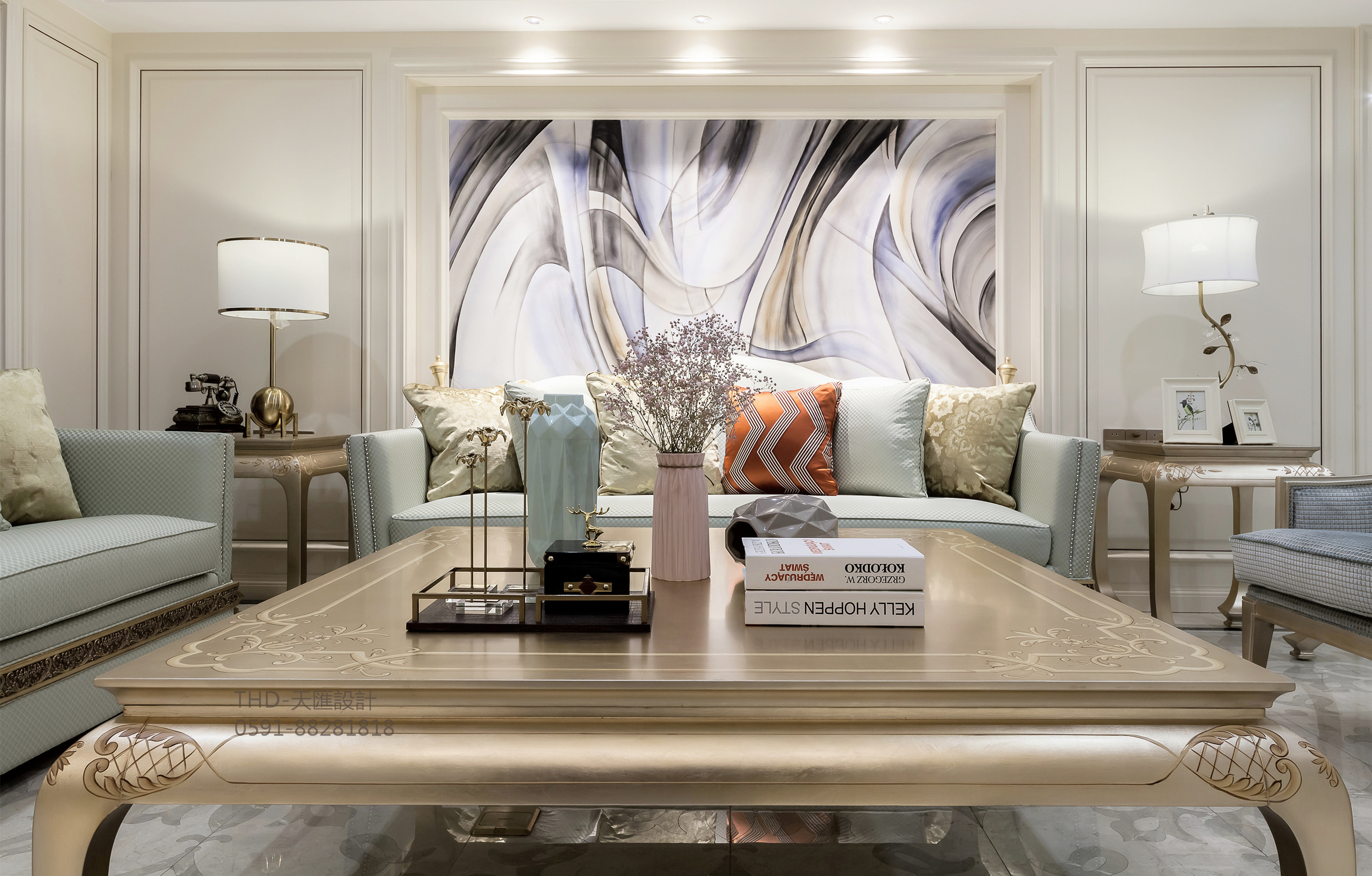 美式、法式 现代美式 简约美式 天汇设计 游小华 欧式客厅 客厅图片来自游小华在法式轻奢《White Rose》的分享