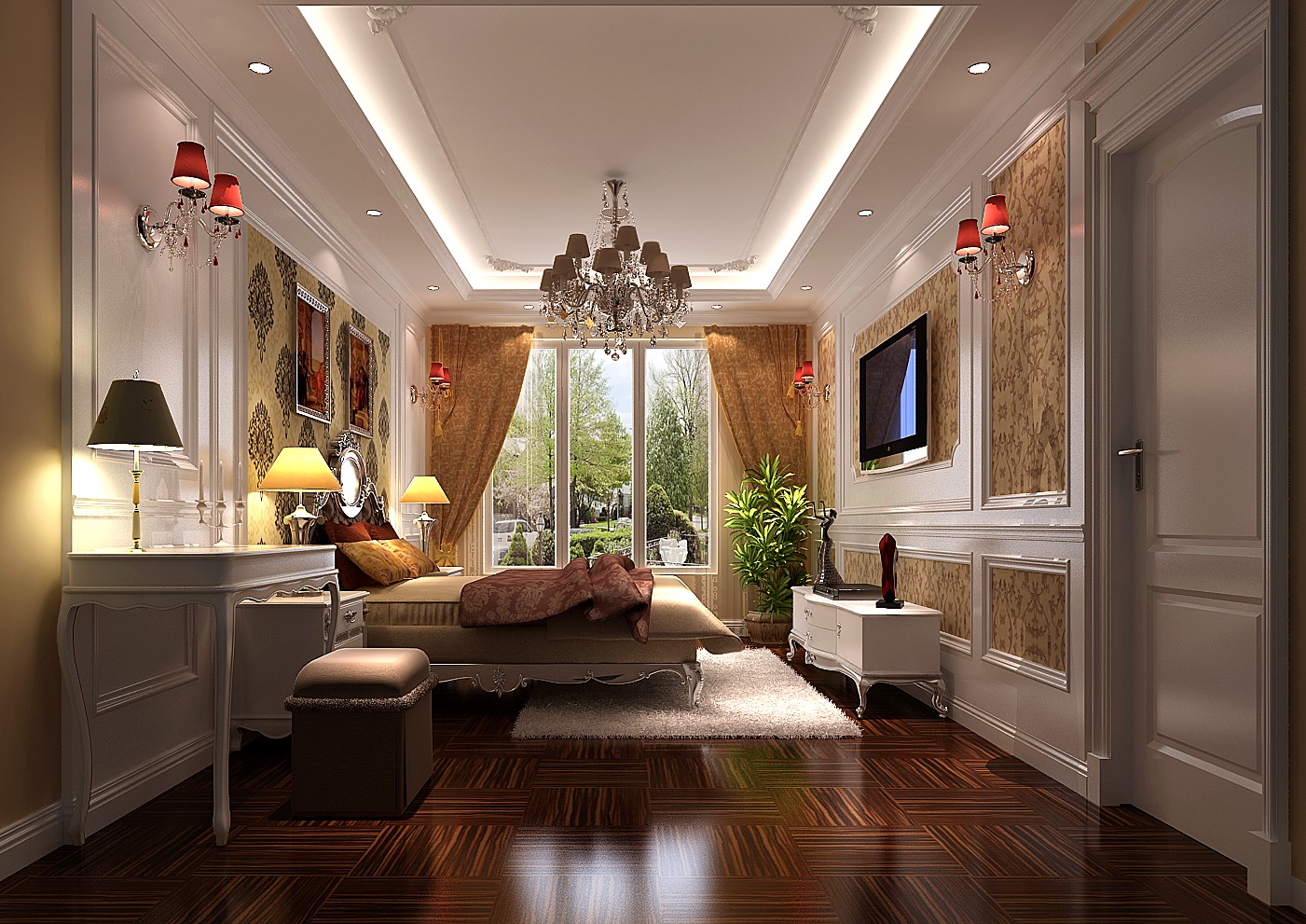 欧式 卧室图片来自唐山高度国际装饰在潮白河孔雀城的分享