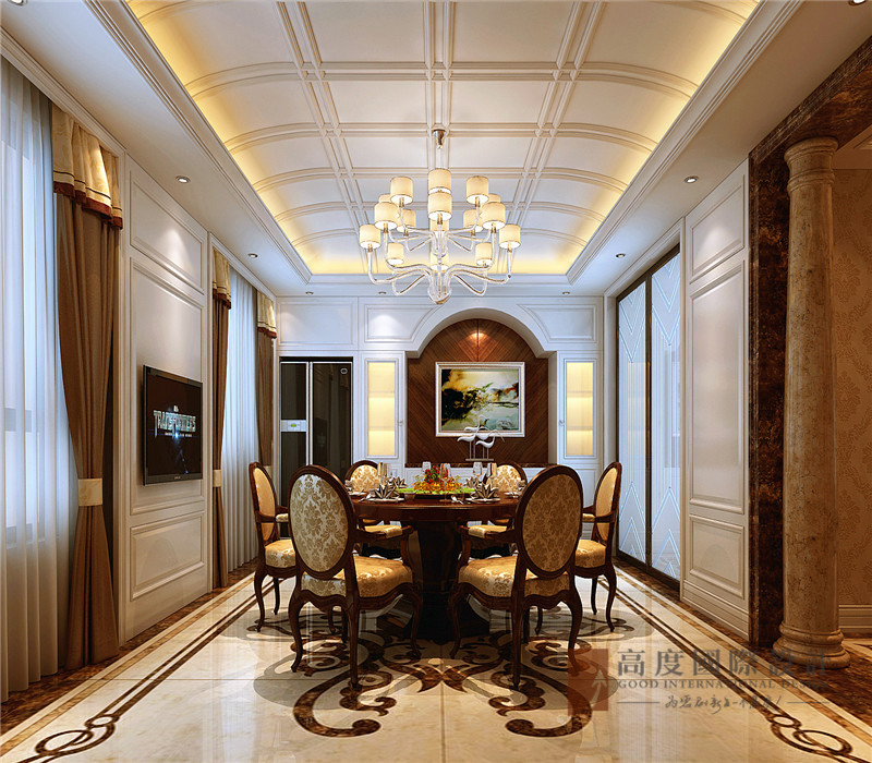 新古典 欧式 别墅 大户型 小资 高帅富 80后 餐厅图片来自高度国际姚吉智在526㎡穿透岁月的新古典主义之美的分享