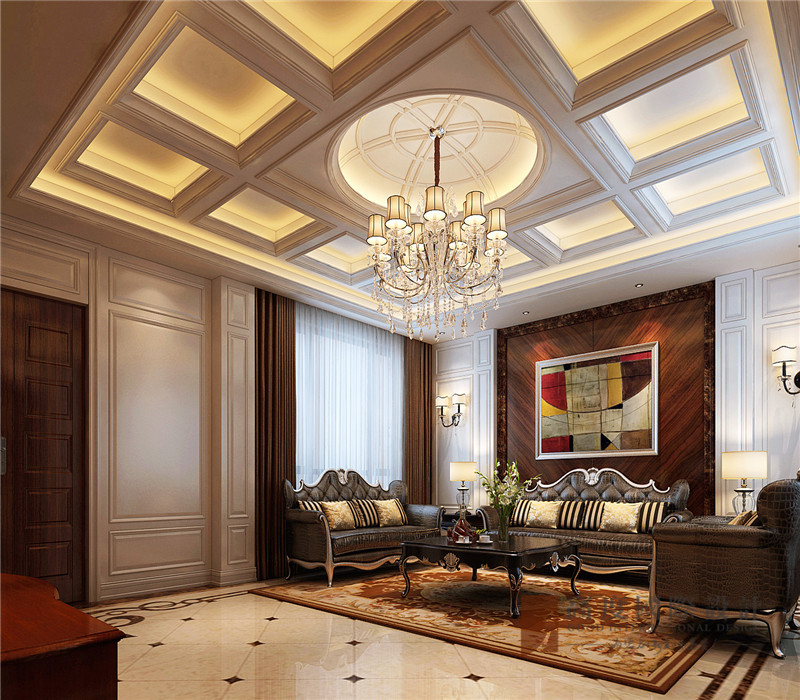 新古典 欧式 别墅 大户型 小资 高帅富 80后 客厅图片来自高度国际姚吉智在526㎡穿透岁月的新古典主义之美的分享