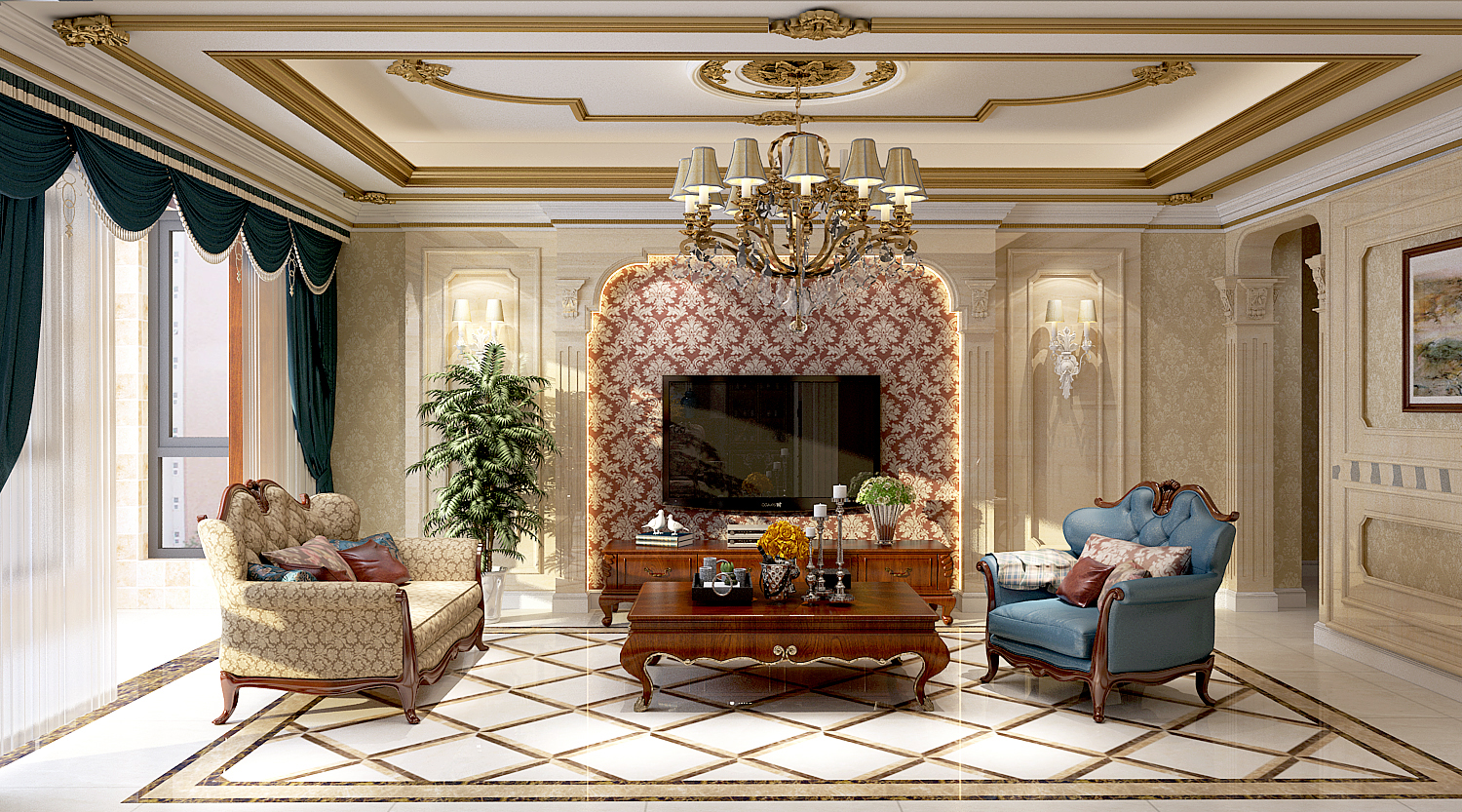 客厅 客厅图片来自石家庄大业美家装饰在天山熙湖200平—简欧风格的分享