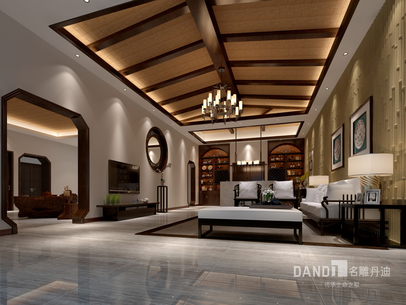 中式别墅 联排别墅 客厅图片来自杜鸿业----名雕丹迪设计总监在万科棠樾--600平别墅的写意世界的分享