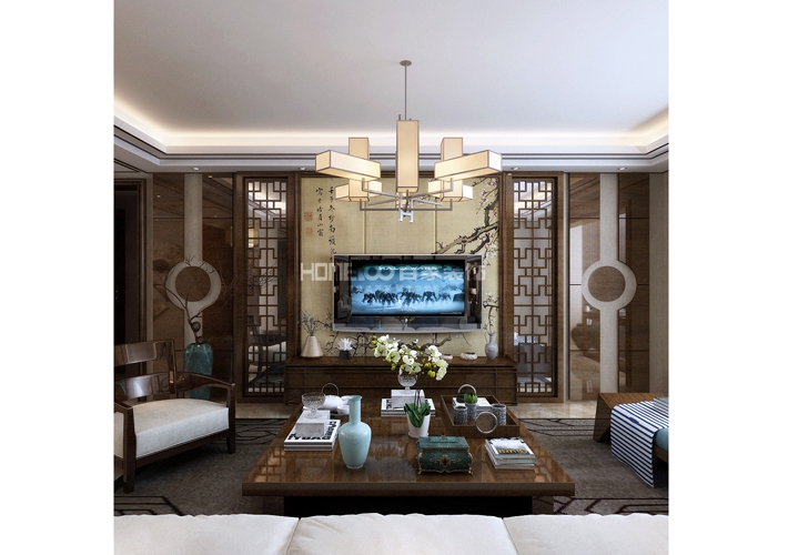 三居 中航城 中式风格 客厅图片来自百家设计小刘在中航城133平中式风格半包6万的分享