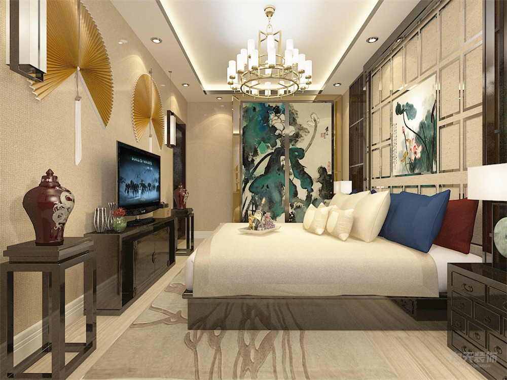 中式 新中式 一居 小资 收纳 卧室图片来自阳光力天装饰在力天装饰-北安里-68㎡-中式的分享