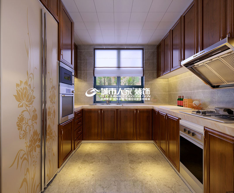 城市人家 绿地卢浮 别墅装修 新中式 厨房图片来自太原城市人家装饰在绿地卢浮公馆210平米新中式风格的分享