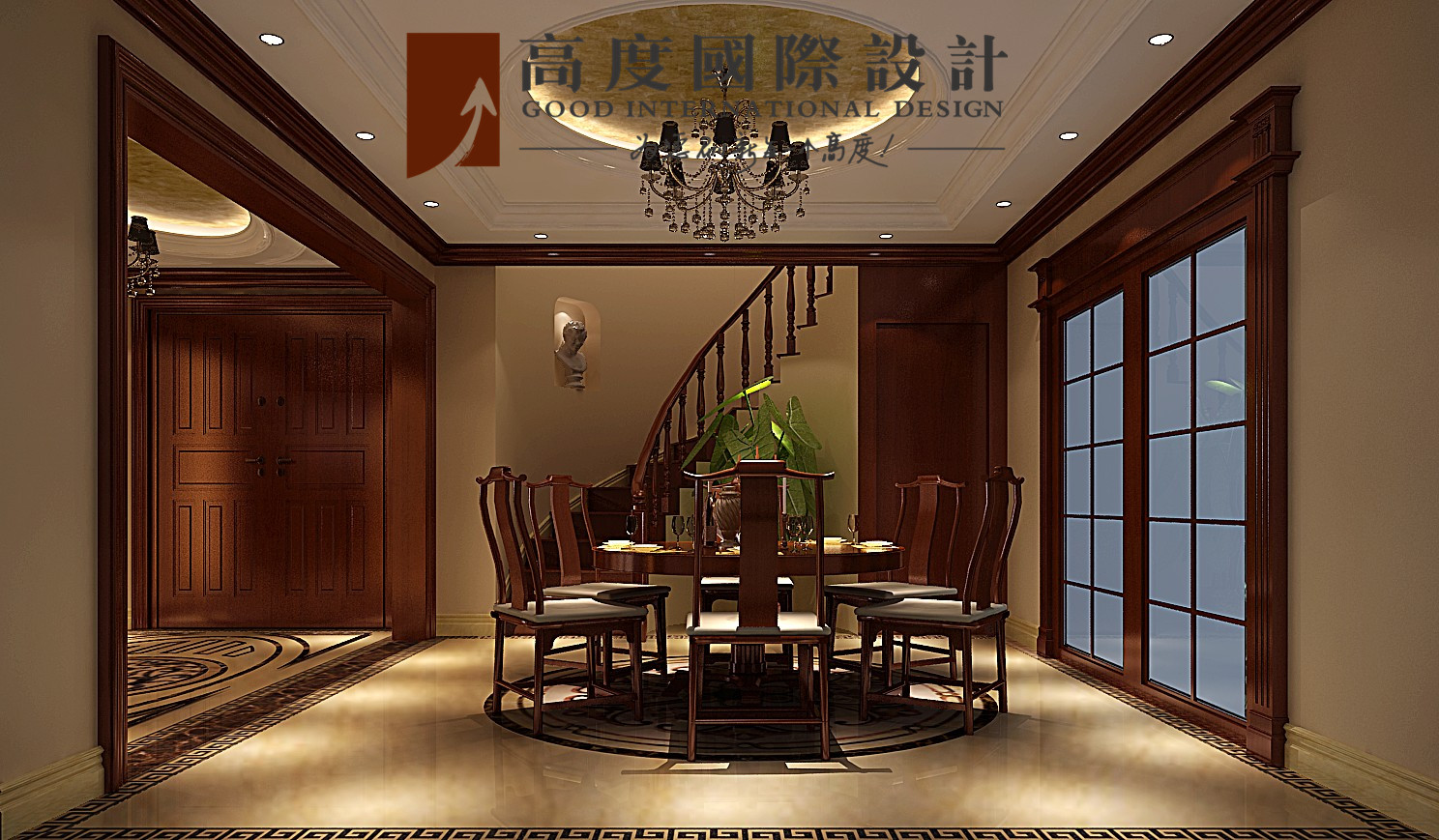 混搭 复古 别墅 餐厅图片来自高度国际设计严振宇在旭辉御府267平米中西混搭复式的分享