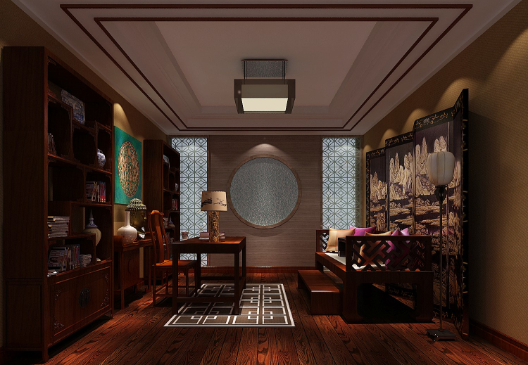 欧式 别墅 书房图片来自高度国际设计严振宇在西山壹号院四居室欧式风格的分享