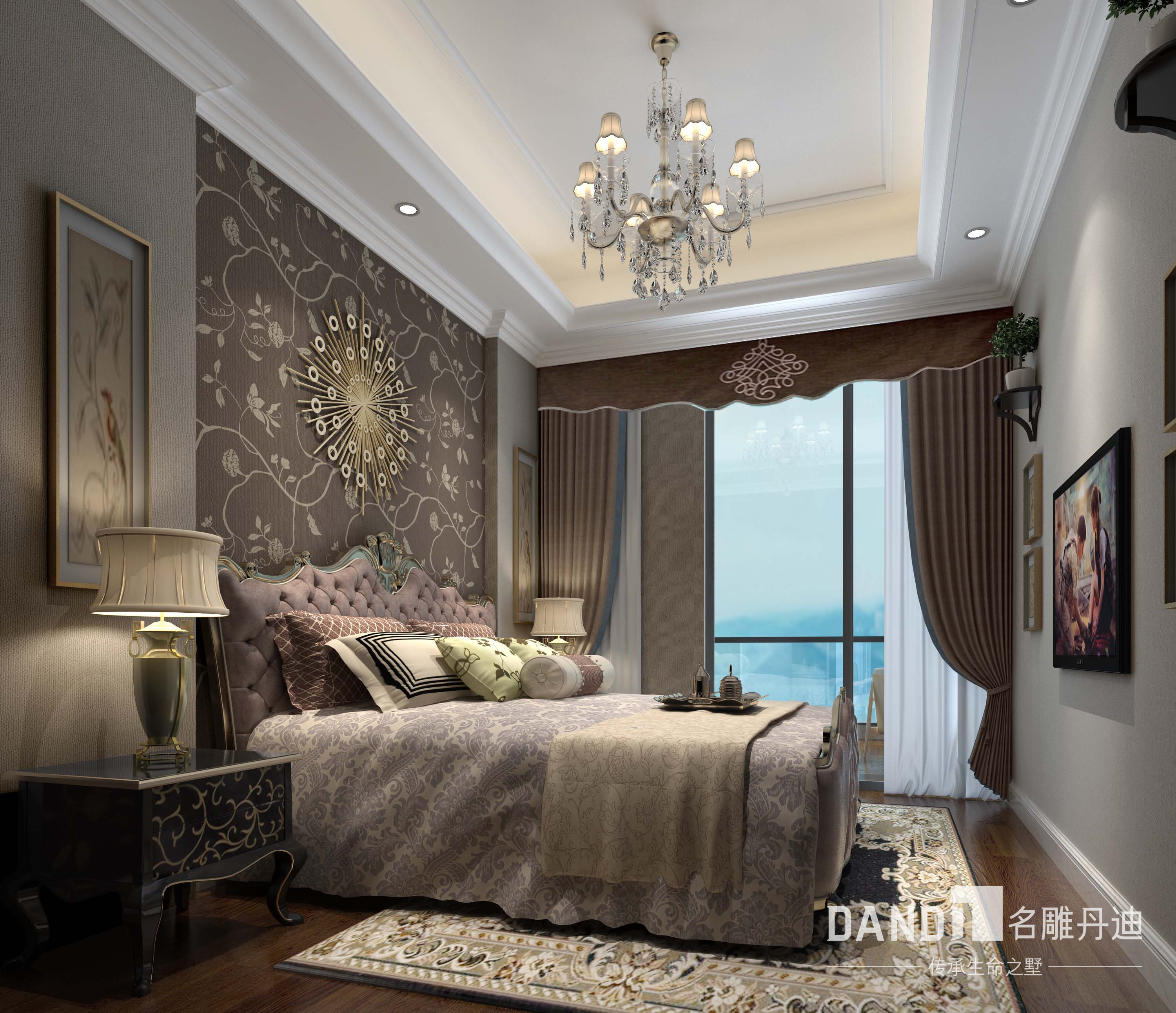 法式 欧式 卧室图片来自名雕丹迪在君临海域法式风格300平别墅的分享