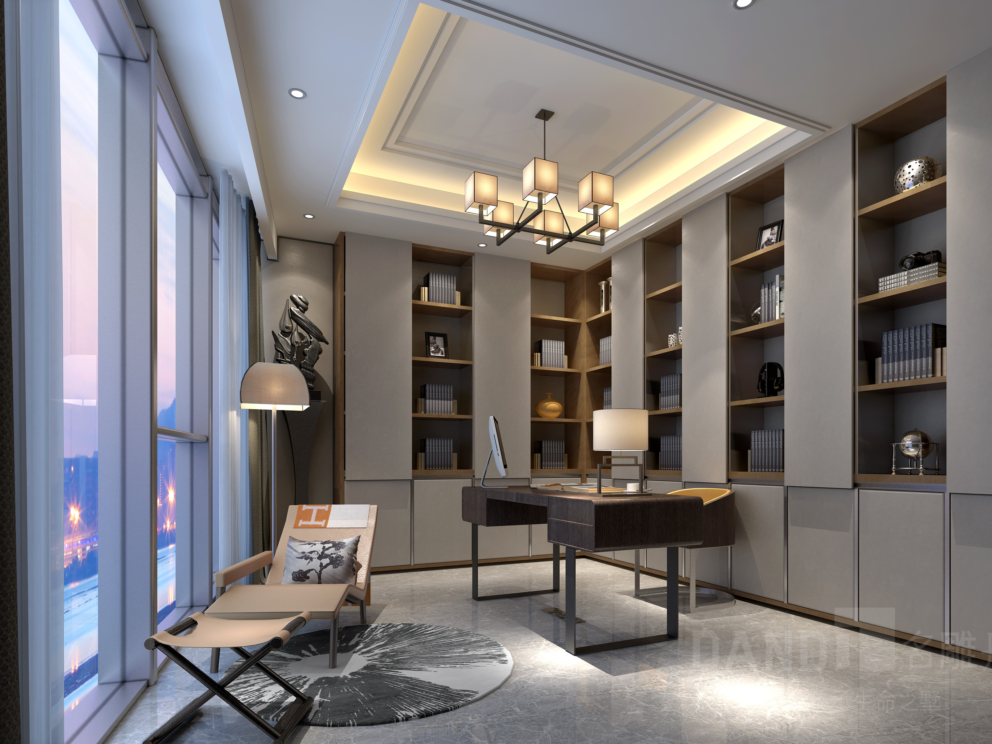 新中式 书房图片来自名雕丹迪在深圳湾壹号新中式风格450平别墅的分享