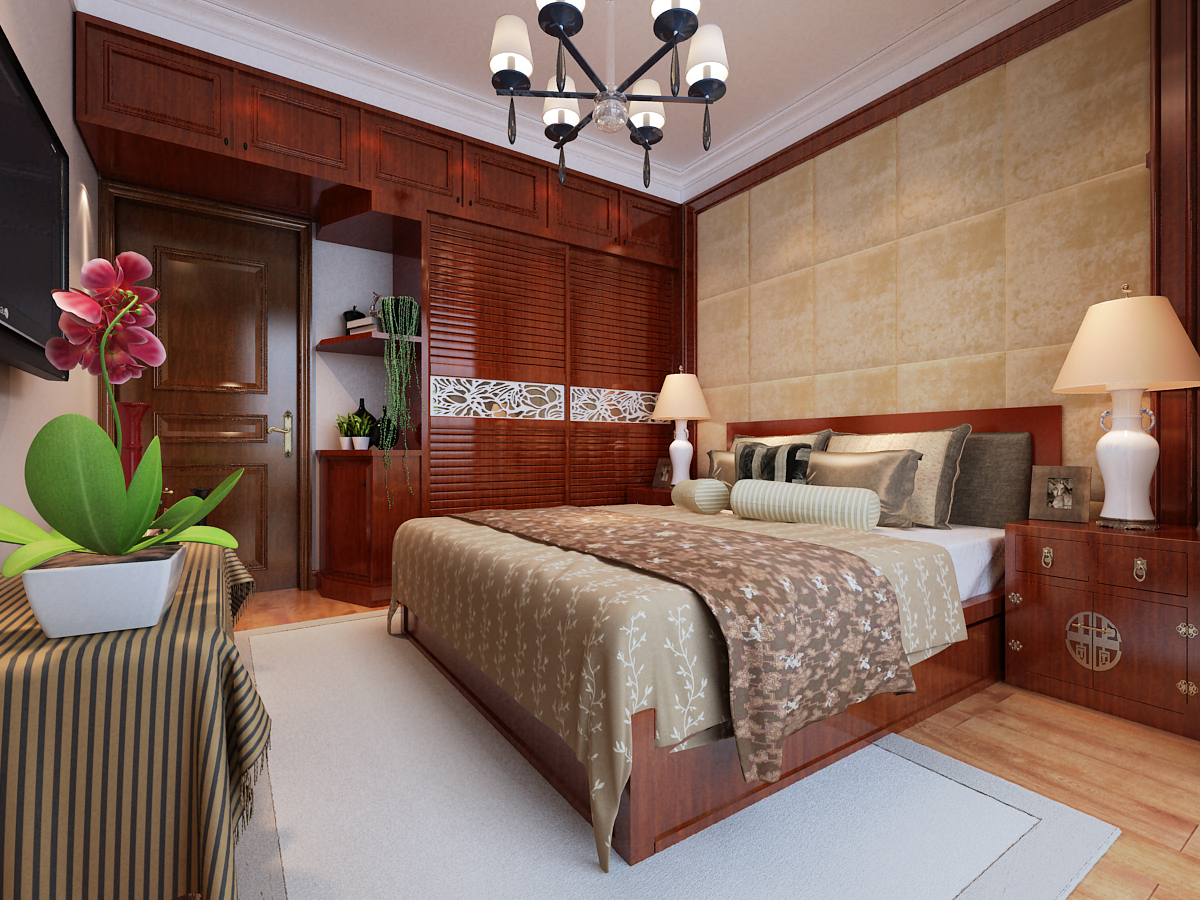 复试 中式 卧室图片来自昆明九创装饰分公司在建工新城288㎡复式中式装修的分享