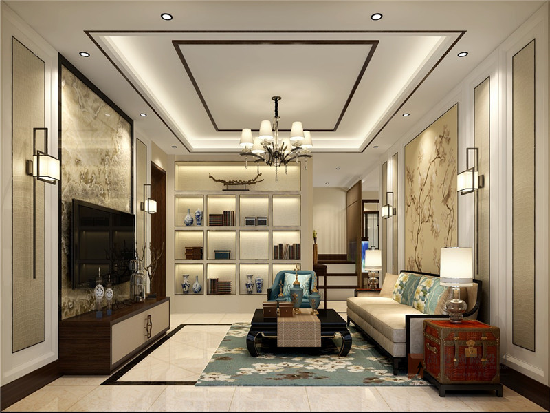 中式 四居 大户型 公寓 80后 小资 现代中式 客厅图片来自高度国际姚吉智在170平米现代中式绽放东方魅力的分享
