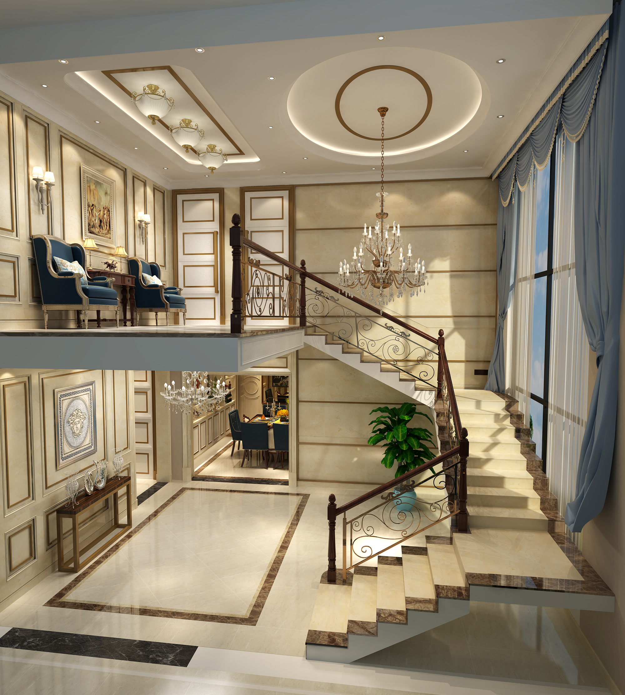 欧式 别墅 小资 楼梯图片来自圣奇凯尚室内设计工作室在繁洛世家·滨河园650平独栋别墅的分享