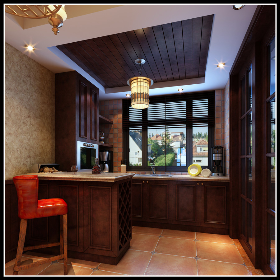 别墅 收纳 小资 厨房图片来自先施工后付款众森装饰在万科海上传奇-美式风格-别墅的分享