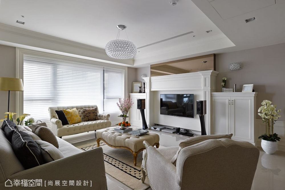 四居 大户型 美式 客厅图片来自幸福空间在198平白色浪漫日光宅的分享