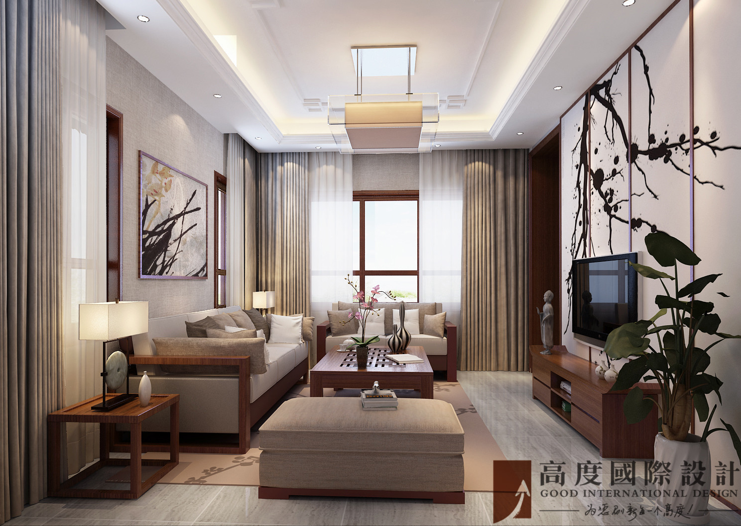 客厅图片来自也儿在北京院子新中式的分享