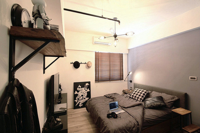 工业风 混搭 二居 白领 80后 卧室图片来自VK国际设计在御锦城，工业风凛冽两居室的分享