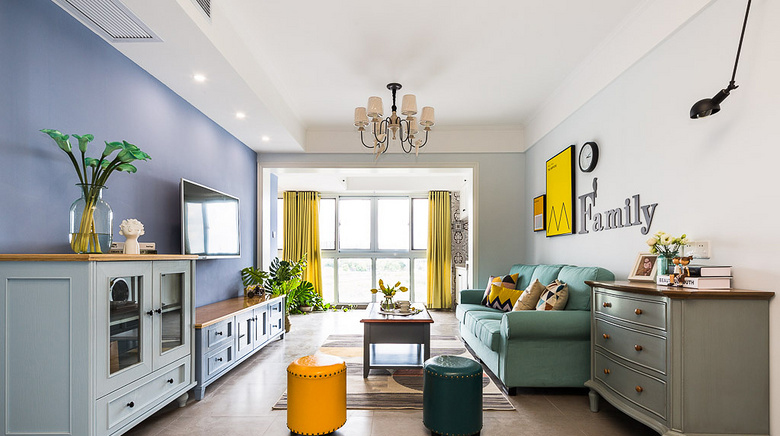 客厅图片来自家装大管家在舒服惬意 105平清新美式3居室的分享