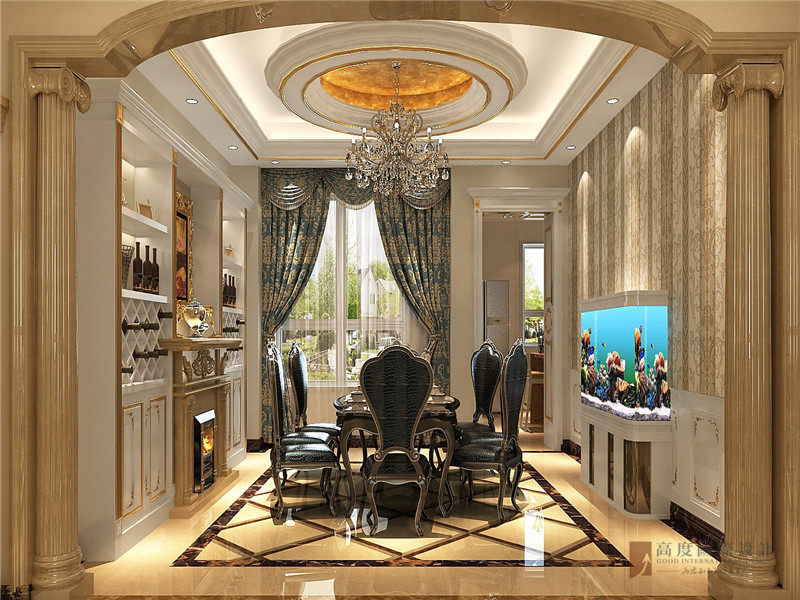 欧式 大户型 复式 跃层 别墅 小资 高帅富 餐厅图片来自高度国际姚吉智在190平米欧式大平层低调奢华的分享