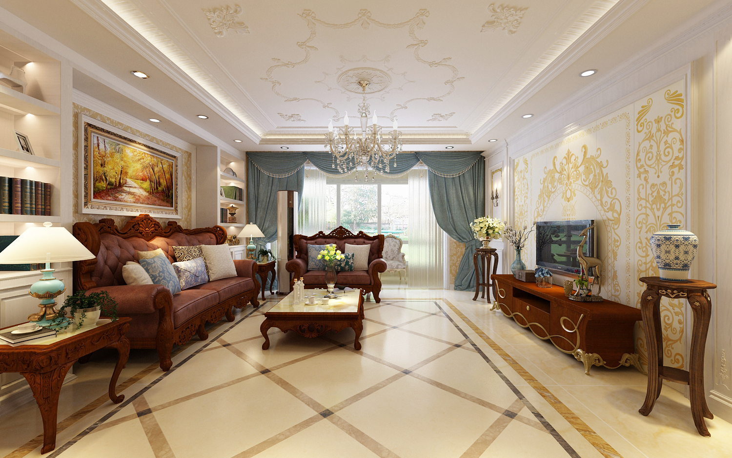 三居 欧式 客厅图片来自乐豪斯装饰张洪博在弘石湾装修设计效果图的分享