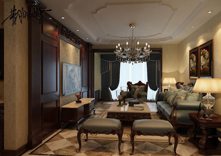 三居 孔雀城 美式 客厅图片来自百家设计小刘在孔雀城109平美式风格半包4.2万的分享
