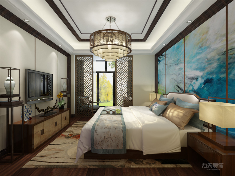 中式 新中式 二居 收纳 小资 卧室图片来自阳光力天装饰在力天装饰-华城领秀-95㎡-中式的分享