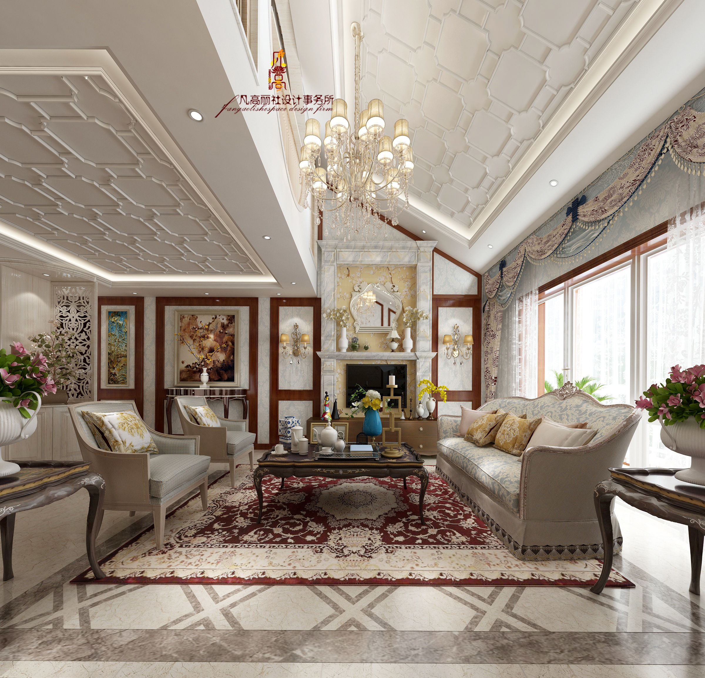新美式 新古典 原创设计 客厅图片来自天津凡高丽社空间设计事务所在美式新古典-轻奢生活的分享