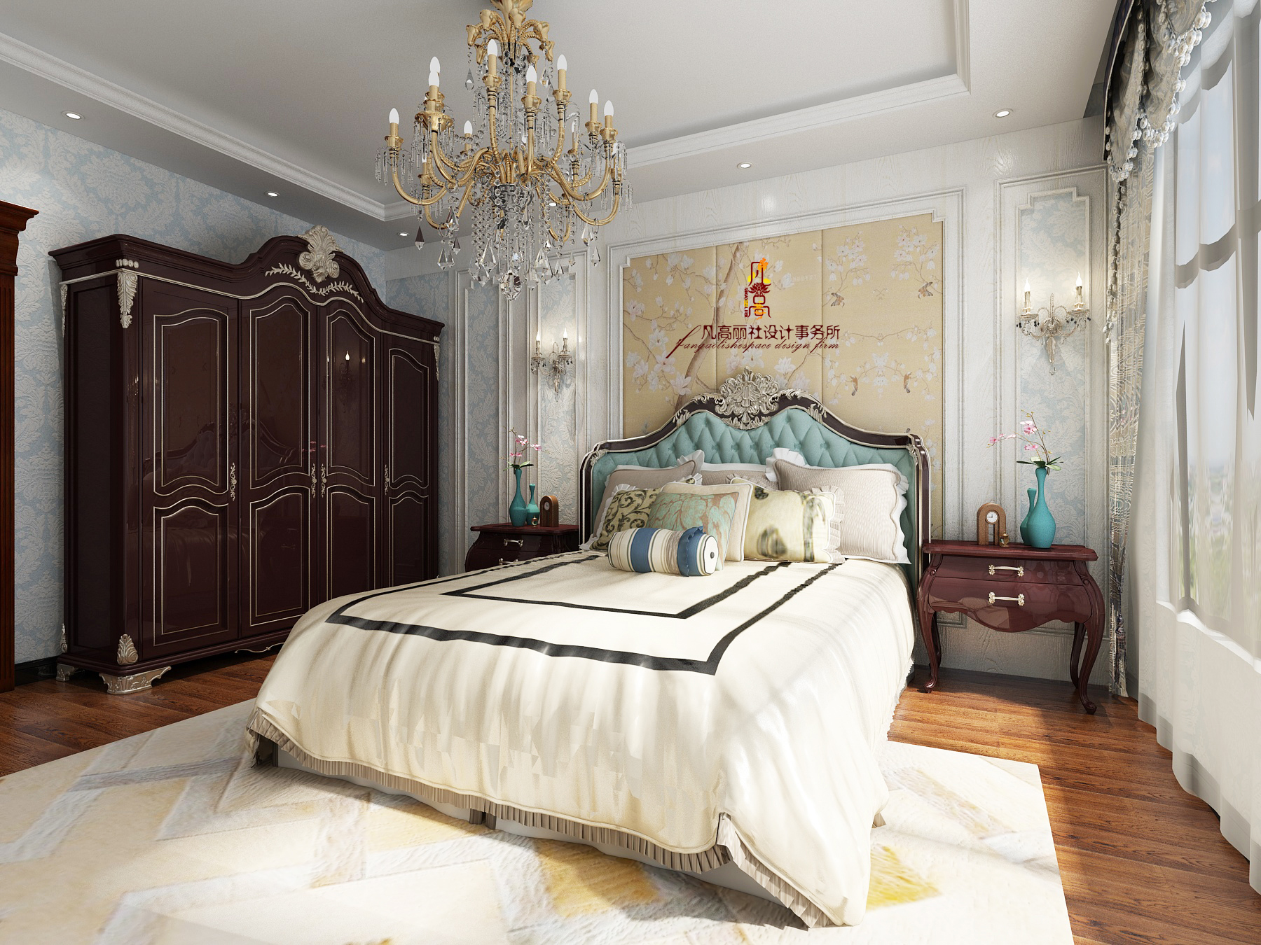 新美式 新古典 原创设计 卧室图片来自天津凡高丽社空间设计事务所在美式新古典-轻奢生活的分享