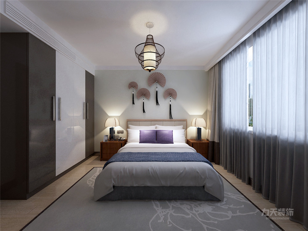 中式 新中式 收纳 小资 二居 卧室图片来自阳光力天装饰在力天装饰-吉宝沁风御庭-138㎡的分享