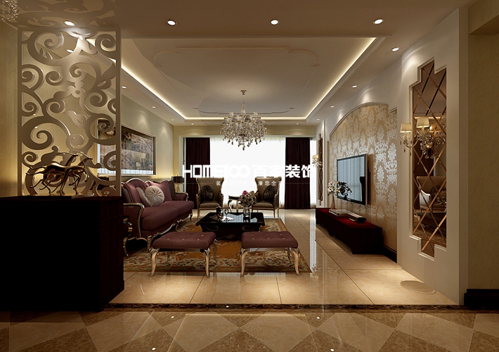 三居 翠堤湾 新古典 客厅图片来自百家设计小刘在保利达翠堤湾120平新古典风格的分享