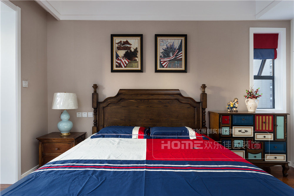 混搭 三居 美式 北欧 小资 空间联动性 年轻夫妻 卧室 卧室图片来自四川欢乐佳园装饰在流动性美式北欧混搭空间的浪漫的分享