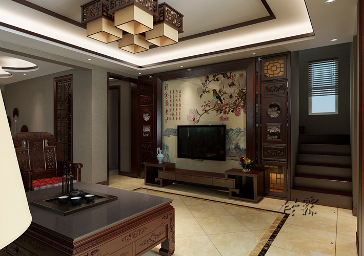 客厅图片来自沈阳百家装饰小姜在龙湖滟澜山320平新中式风格的分享