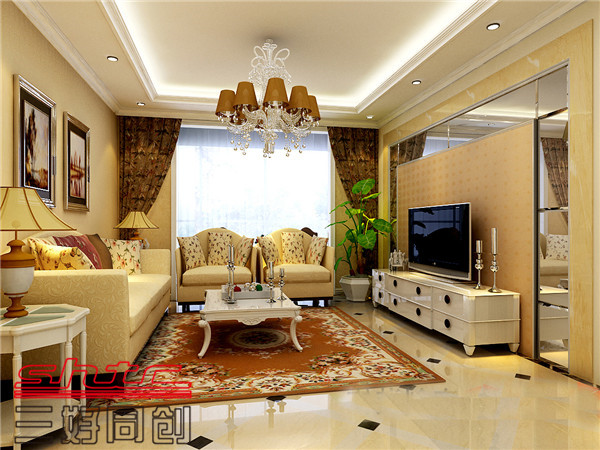 客厅图片来自三好同创装饰公司在中信新城简欧风格的分享