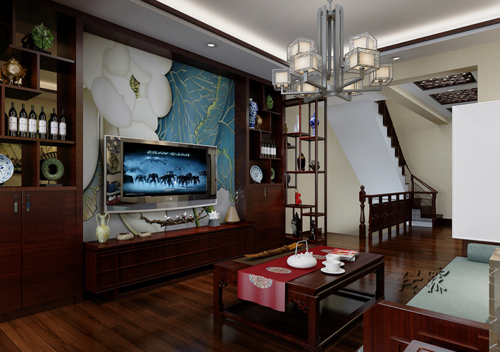 客厅图片来自沈阳百家装饰小姜在龙湖滟澜山320平新中式风格的分享