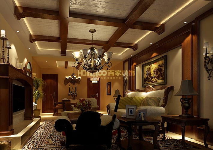 三居 万锦香樟树 美式 客厅图片来自百家设计小刘在万锦香樟树119平美式风格的分享