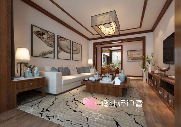 三居 新湖国际 新中式 客厅图片来自百家设计小刘在新湖国际120平新中式风格的分享