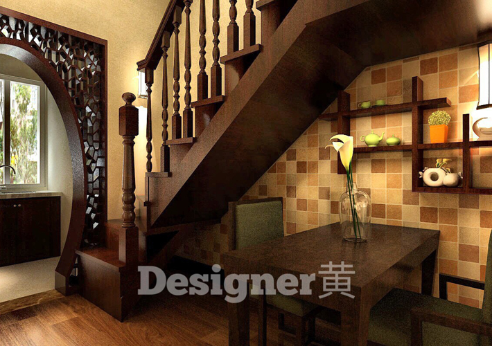 楼梯图片来自沈阳百家装饰小姜在瑞士风情小镇130平阁楼新中式的分享