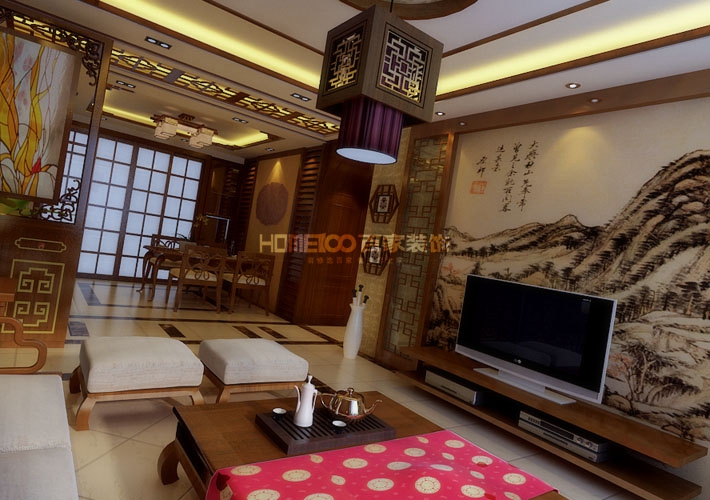 三居 中海城 中式 客厅图片来自百家设计小刘在中海城130平中式风格全包8万的分享