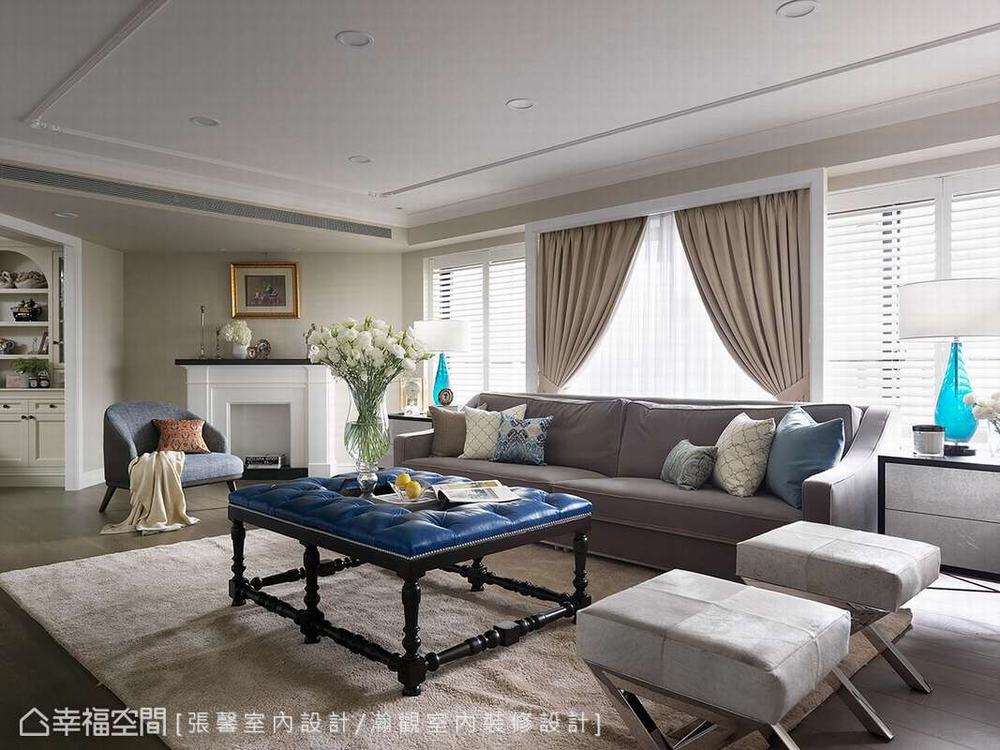 美式 三居 客厅图片来自幸福空间在柔色暖意 208平优雅美式古典宅的分享