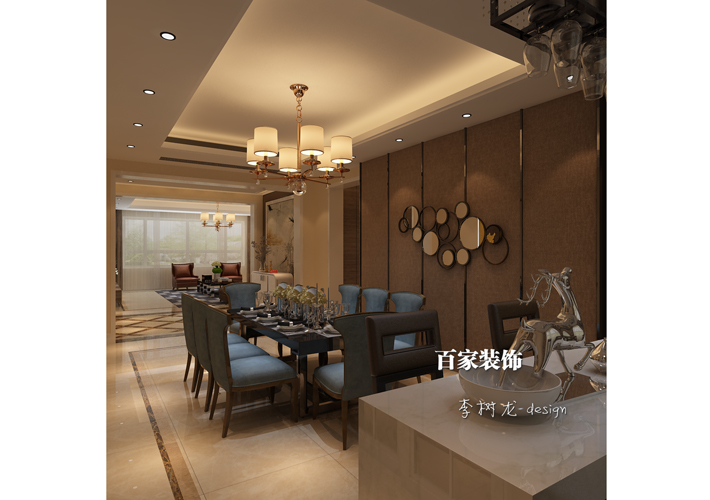 餐厅图片来自沈阳百家装饰小姜在中海盛京府256平现代风格别墅的分享