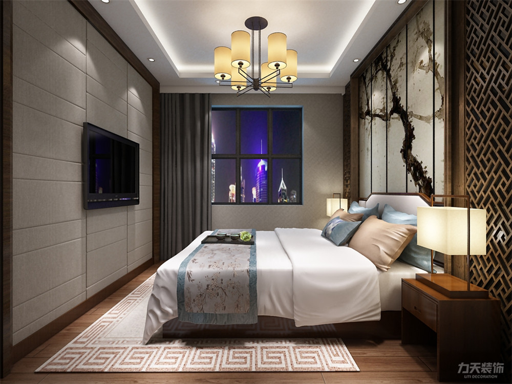 中式 新中式 二居 小资 收纳 卧室图片来自阳光力天装饰在力天装饰-夏洛兹花园-124.31㎡1的分享