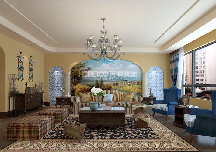 三居 中海盛京府 地中海 客厅图片来自百家设计小刘在中海盛京府150平地中海风格的分享