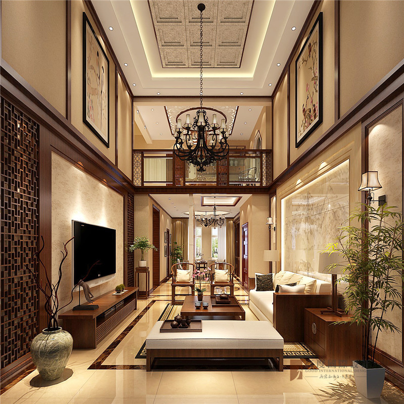 中式 别墅 复式 跃层 大户型 小资 客厅图片来自高度国际姚吉智在首创国际半岛220㎡演绎中国经典的分享