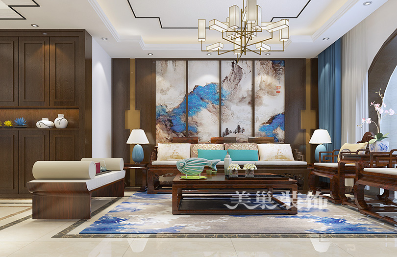 新中式风格 建业装修 小资 客厅图片来自美巢装饰--李凌晨在建业森林半岛180平新中式风装修的分享