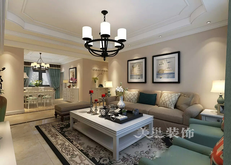 客厅图片来自美巢装饰--李凌晨在郑州升龙国际151平美式风装修的分享