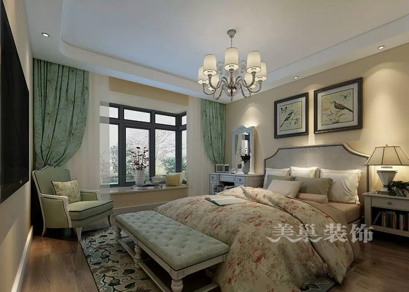 卧室图片来自美巢装饰--李凌晨在郑州升龙国际151平美式风装修的分享