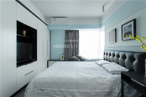 简约 现代 港式 四居 收纳 卧室图片来自四川欢乐佳园装饰在【设•界】他和她的蓝色现代生活的分享
