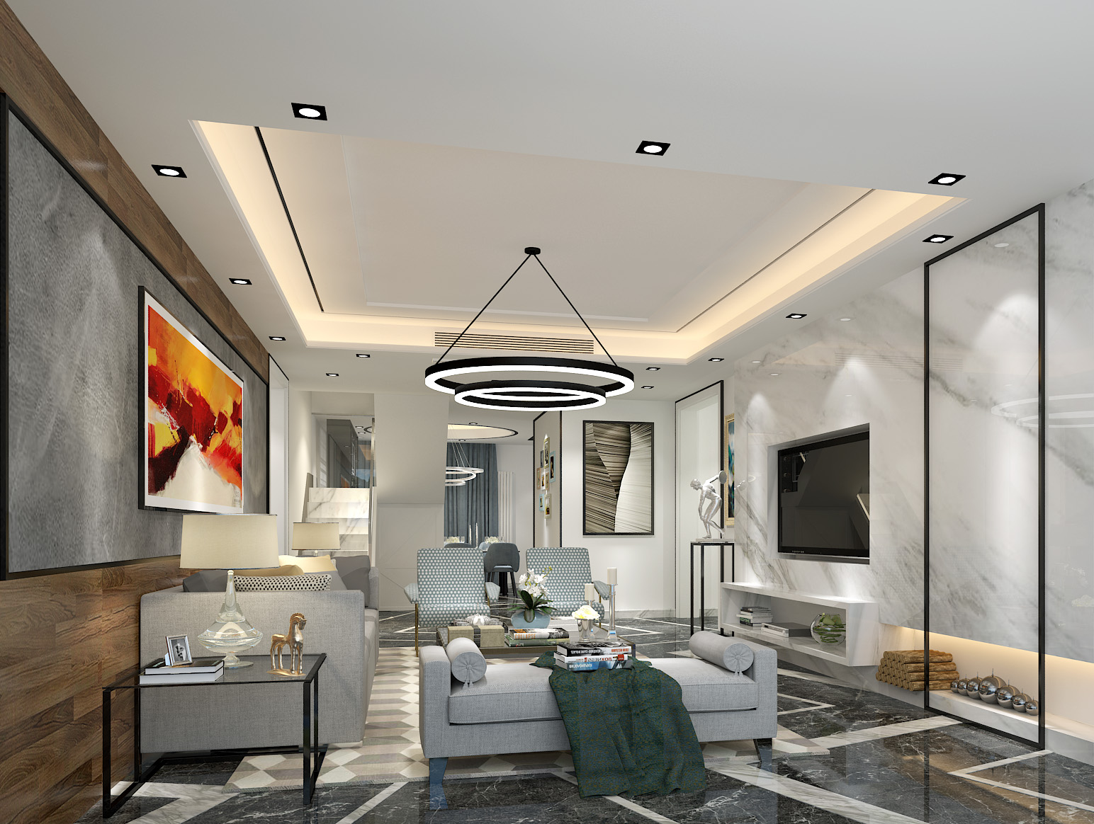 简约 现代 复式 LOFT 大理石 后现代 80后 小资 白领 客厅图片来自圣奇凯尚室内设计工作室在圣奇凯尚装饰-后现代风复式案例的分享