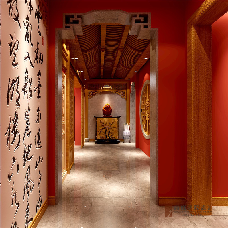 中式 别墅 大户型 跃层 复式 舒适 玄关图片来自高度国际姚吉智在龙山新新小镇800㎡新中式大宅的分享