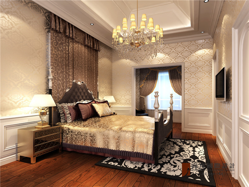 混搭 欧式 别墅 跃层 复式 大户型 中式 卧室图片来自高度国际姚吉智在龙湖好望山200㎡混搭联排别墅的分享